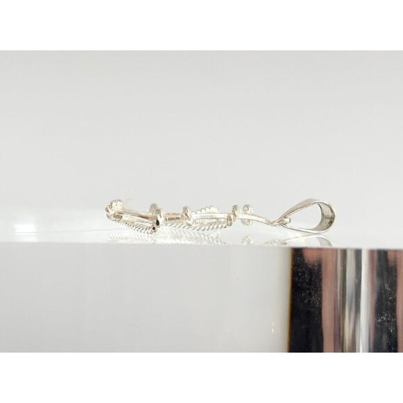 Abstract Beaded Wrapped Teardrop Sterling Silver 925 Vintage Pendant - Picture 8 of 10